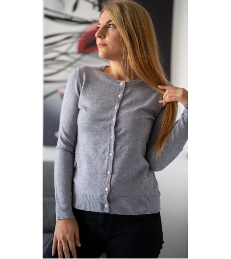 Жилетка с акцент перлени копчета- сива