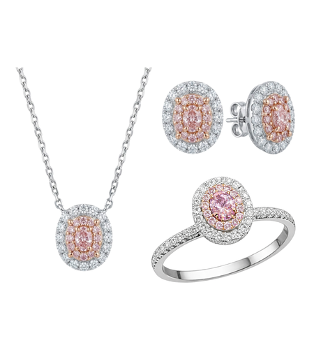1.30 ct Set with fancy color pink diamonds