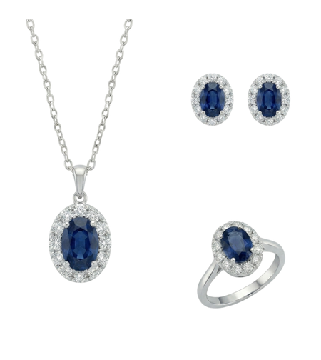 3.29 ct Diamonds and sapphires set