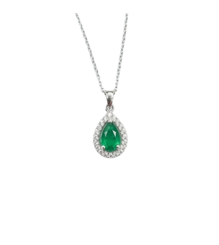 0.41 ct Necklace with emeralds and diamonds