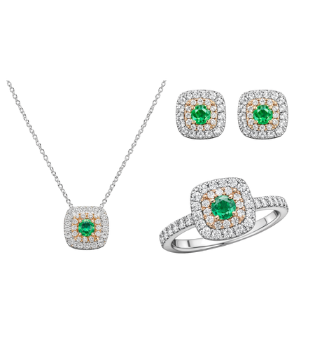 1.48 к Сет със зелени диаманти