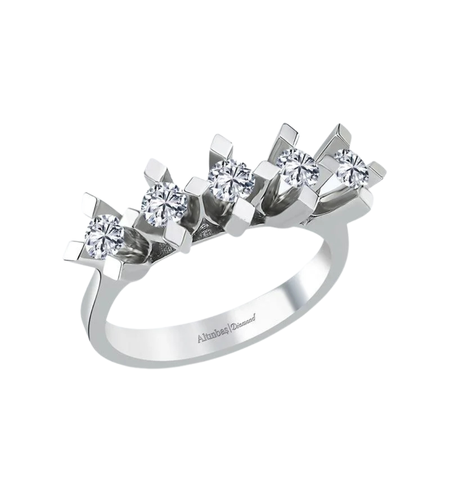 0.91 к Кольцо с 5 бриллиантами