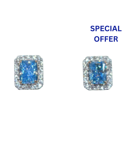 2.44 ct Fancy blue diamond earrings
