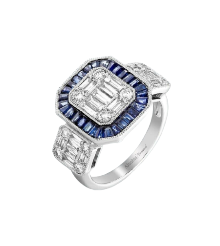 2.23 k Ring with sapphires and diamonds