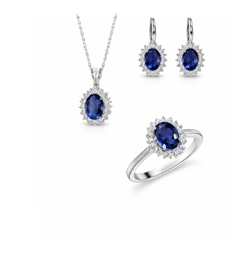 3.36 ct Set with diamonds and sapphires