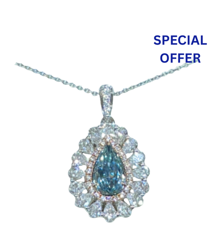 2.43 ct Blue fancy diamond necklace and ring in one