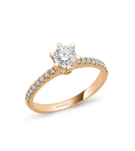 0.38 к Пръстен с диаманти на розово злато