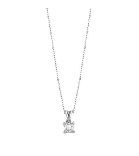 0.60 k Колие бяло злато с диамант