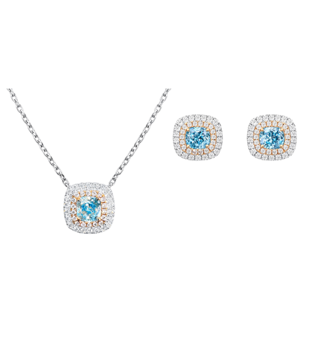 2.08 ct Set with fancy blue diamonds