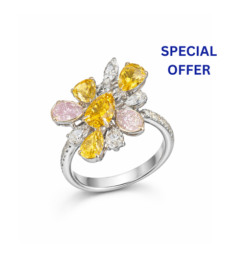 2.07 ct Fancy colored diamonds ring