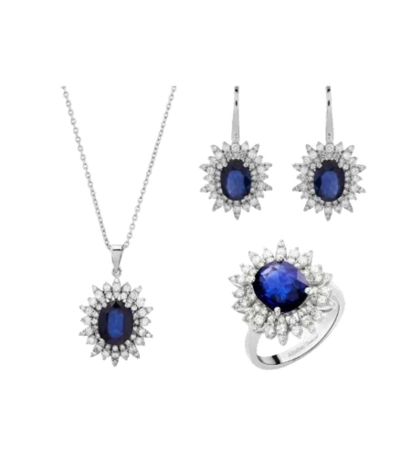 9.92 k Set with sapphires and diamonds