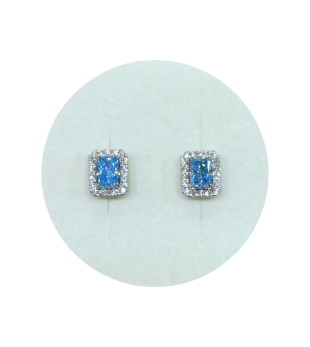 2.44 ct Fancy blue diamond earrings