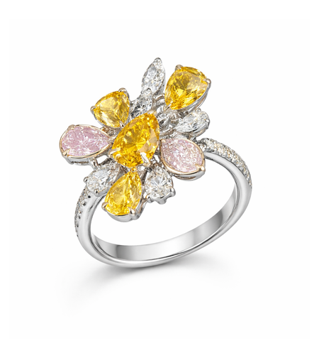 2.07 ct Fancy colored diamonds ring