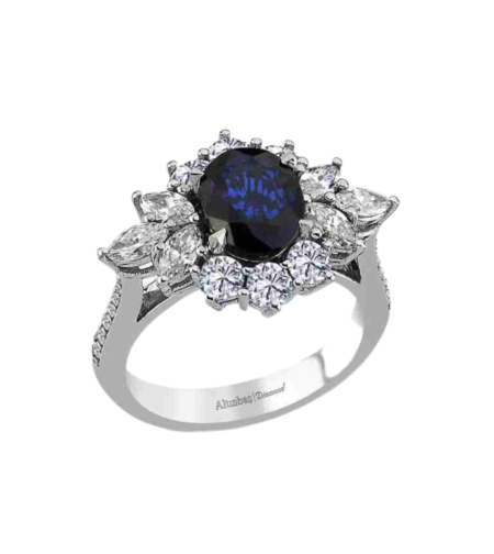 3.78 ct Sapphire and diamonds ring