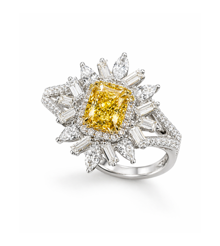 1.15 ct Yellow diamond ring and necklace