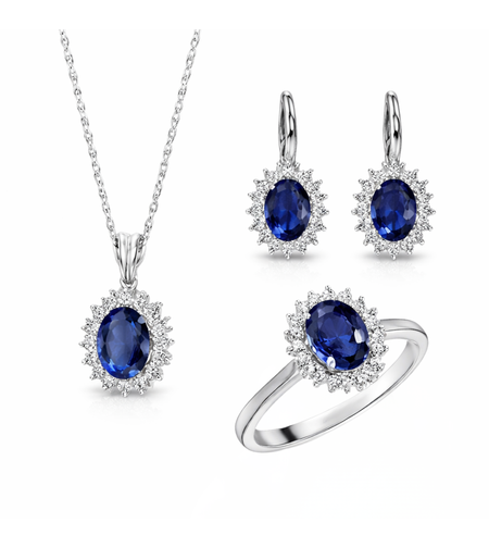 3.36 ct Set with diamonds and sapphires