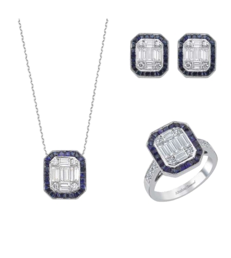 5.26 k Set with diamonds and sapphires