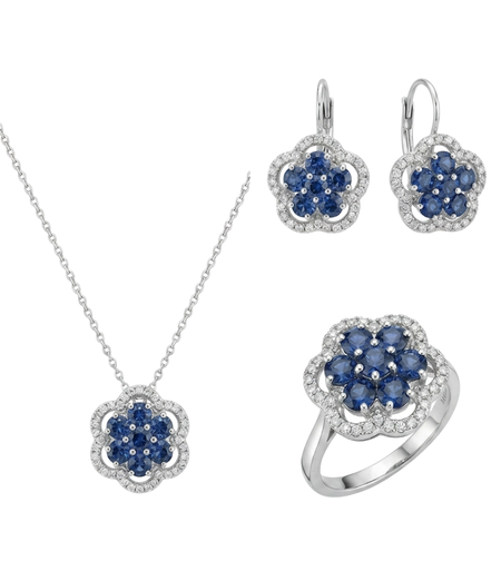 2.54 ct Diamonds and sapphires set