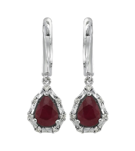 1.78 ct Earrings with rubies and diamonds