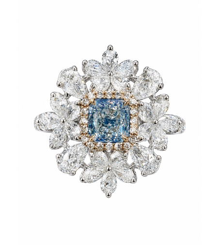 3.06 ct Fancy blue diamond ring
