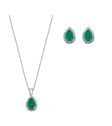 1.24 ct Set with emeralds and diamonds