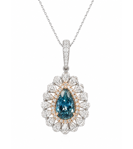 2.43 ct Blue fancy diamond necklace and ring in one