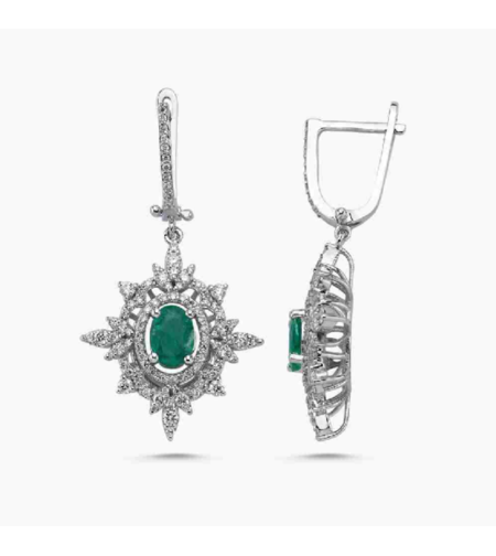2.41 ct Earrings with emeralds and diamonds