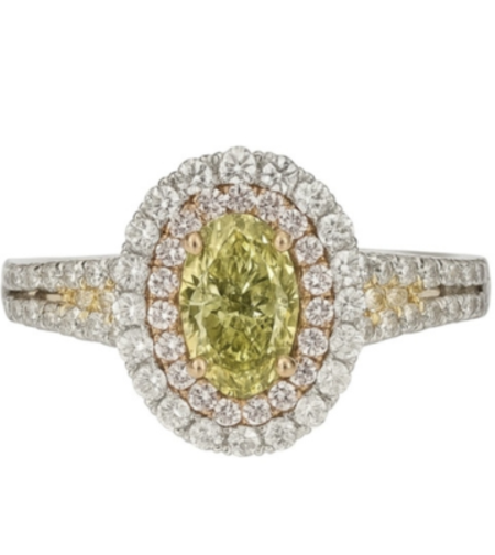 1.67 ct Fancy green diamond ring