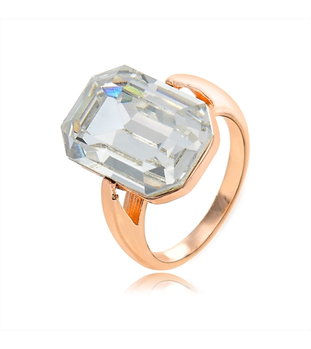 Пръстен розово позлатяване обемен кристал | Колекция Rose Gold | Бижута Invoke.bg