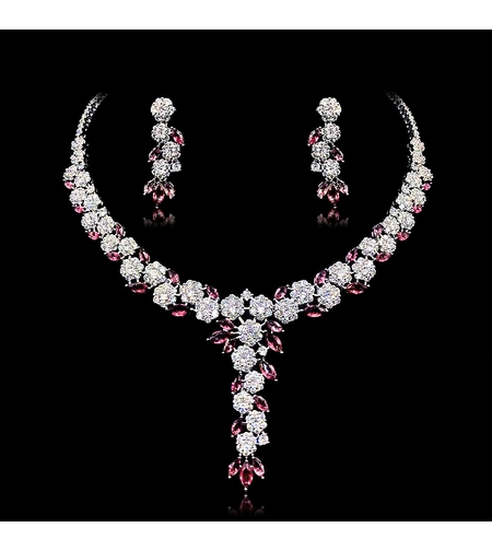 Комплект бяло позлатяване кристални цветя | Колекция Luxury Secret | Бижута Invoke.bg