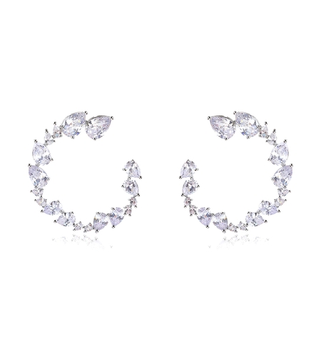 Обеци бяло позлатяване кристални капки | Колекция Luxury Secret | Бижута Invoke.bg