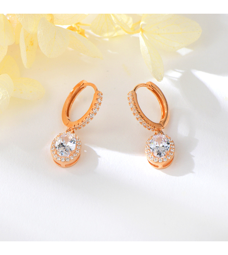 Сребърни обеци розово позлатяване | колекция Delicate Silver | Бижута Invoke.bg