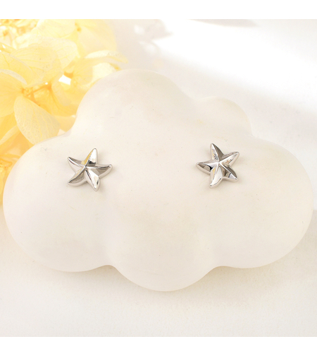 Сребърни обеци Морска звезда с родий | колекция Delicate Silver | Бижута Invoke.bg