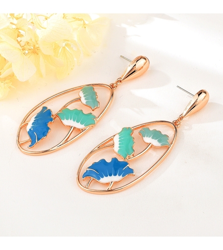 Обеци розово позлатяване цветна градина  | Колекция Rose Gold | Бижута Invoke.bg