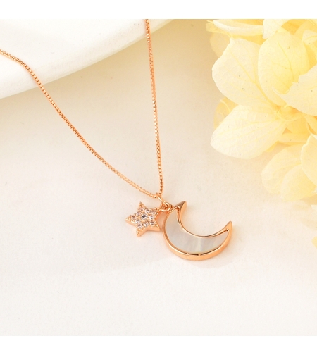 Колие розово позлатяване луна | Колекция Rose Gold | Бижута Invoke.bg