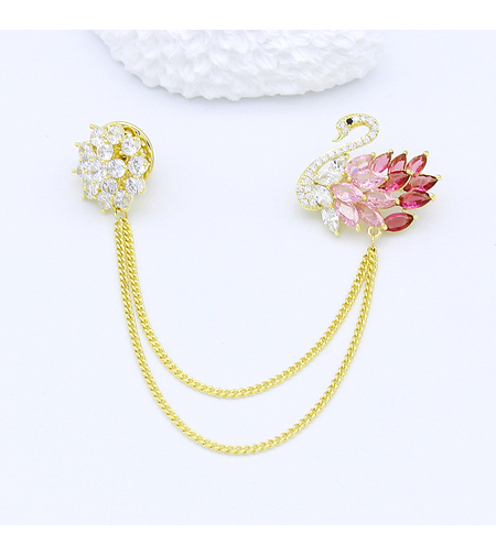 Стилна брошка жълто позлатяване 'Лебед'| Бижута Invoke.bg