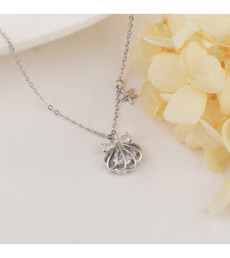 Нежно сребърно колие мида 2700000059524 | колекция Delicate Silver | Бижута Invoke.bg