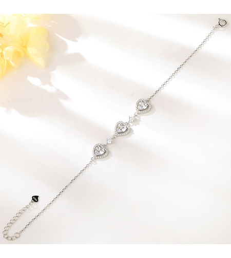 HEART SILVER BRACELET WITH RHODIUM