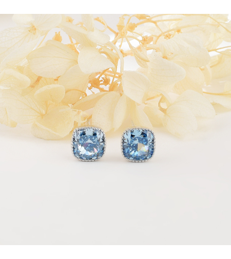 BLUE SQUARE CRUSHED ICE EARRINGS