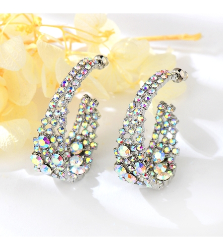 Обеци бяло позлатяване с кристали | Колекция Luxury Secret | Бижута Invoke.bg