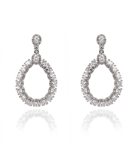 Обеци бяло позлатяване 'Анна' | Колекция Luxury Secret | Бижута Invoke.bg