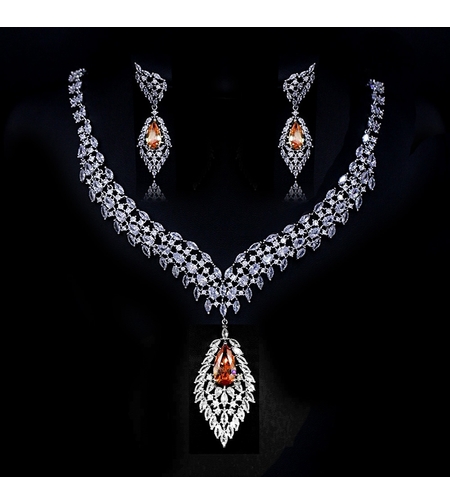 Комплект бяло позлатяване алена капка | Колекция Luxury Secret | Бижута Invoke.bg