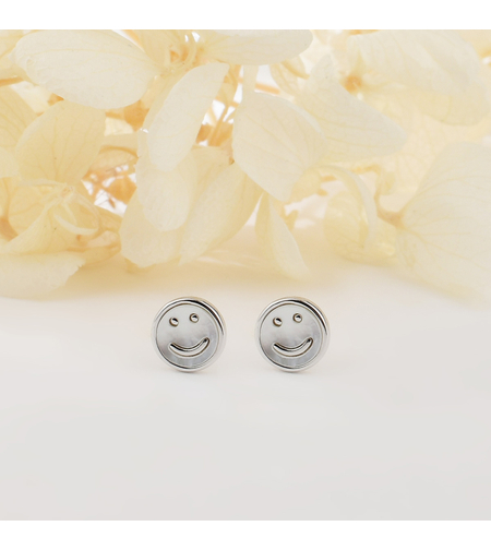SMILEY FACES STUD SILVER EARRINGS