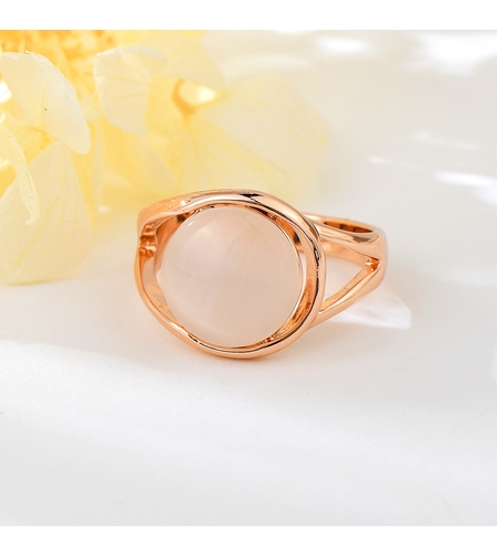 Пръстен розово позлатяване кръгло котешко око | Колекция Rose Gold | Бижута Invoke.bg