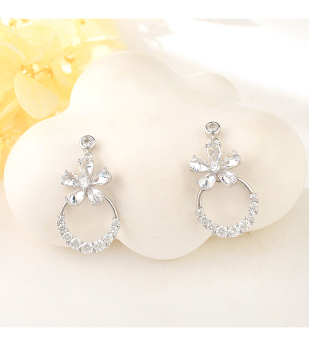 Сребърни обеци Цветя с родий | колекция Delicate Silver | Бижута Invoke.bg