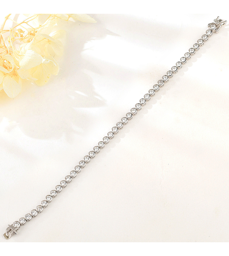 Сребърна тенис гривна с платина и кубични циркони | Колекция Silver Premium | Бижута Invoke.bg