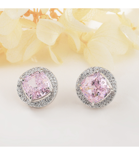 PINK ROUND CRUSHED ICE EARRINGS