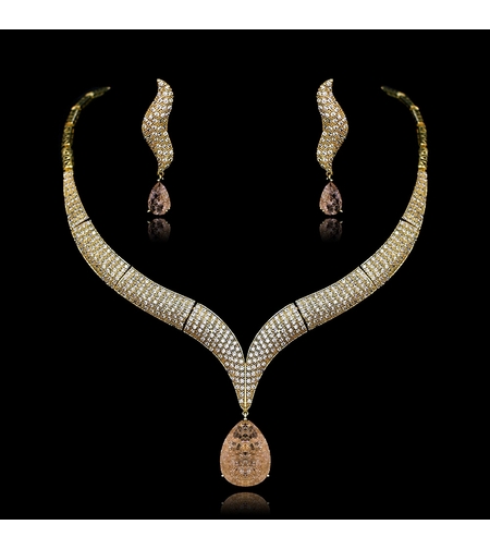 Комплект жълто позлатяване кехлибарени кристали Swarovski | Колекция Luxury Secret | Бижута Invoke