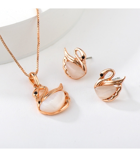 Комплект розово позлатяване лебед | Колекция Rose Gold | Бижута Invoke.bg