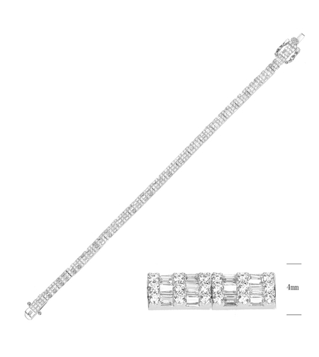 Сребърна гривна с платина и кубични циркони | Колекция Silver Premium | Бижута Invoke.bg